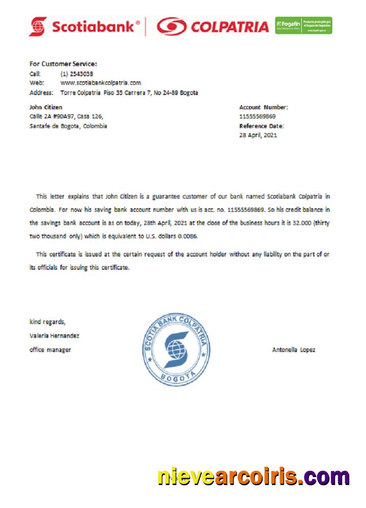 Colombia Scotiabank Colpatria reference